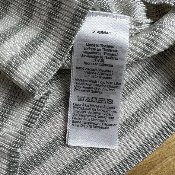 Madewell Micro-Rib Sweater‎ Tee Monument White Gray Stripe Short Sleeve XXS NEW - Picture 7 of 10